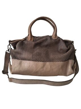 Costanza Rota Leather Satchel Made in Italy Taupe Purse Large Boho European Bag